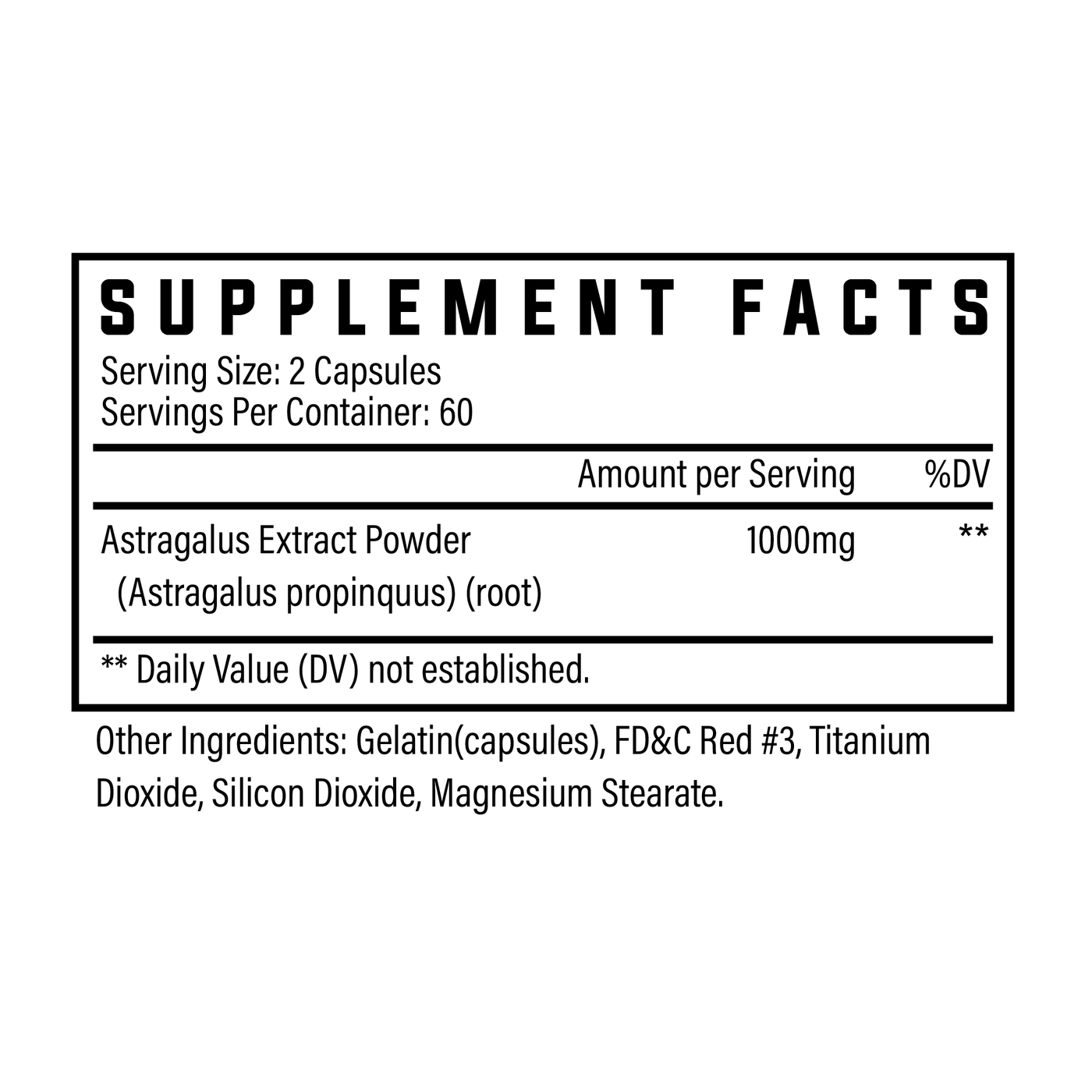 Astragalus Supplement Facts