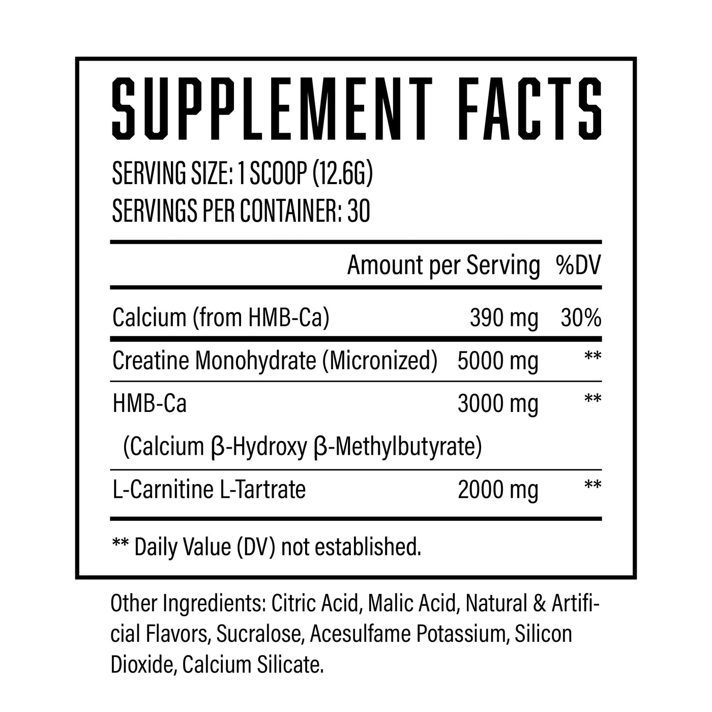 Creatine HMB LCLT ingredient label 5