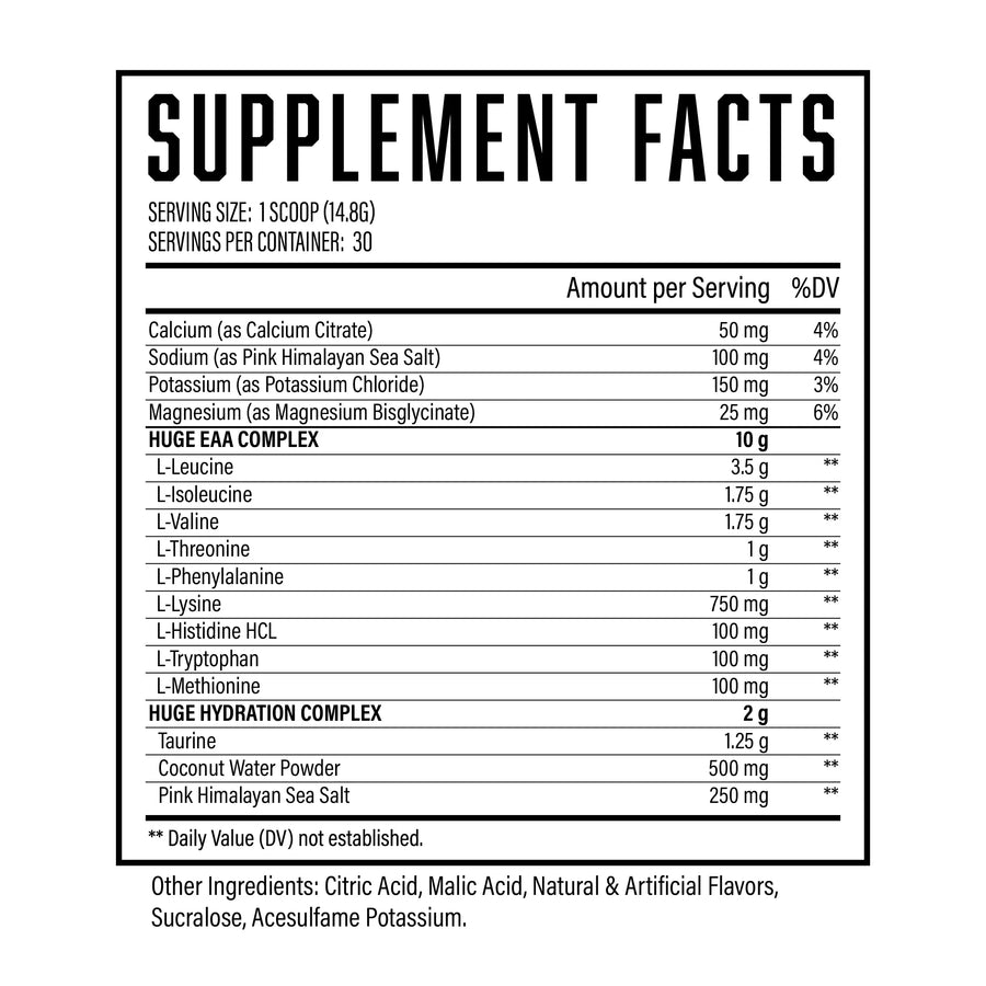 Huge EAA Supplement ingredient label 4