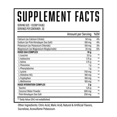 Huge EAA Supplement ingredient label 5