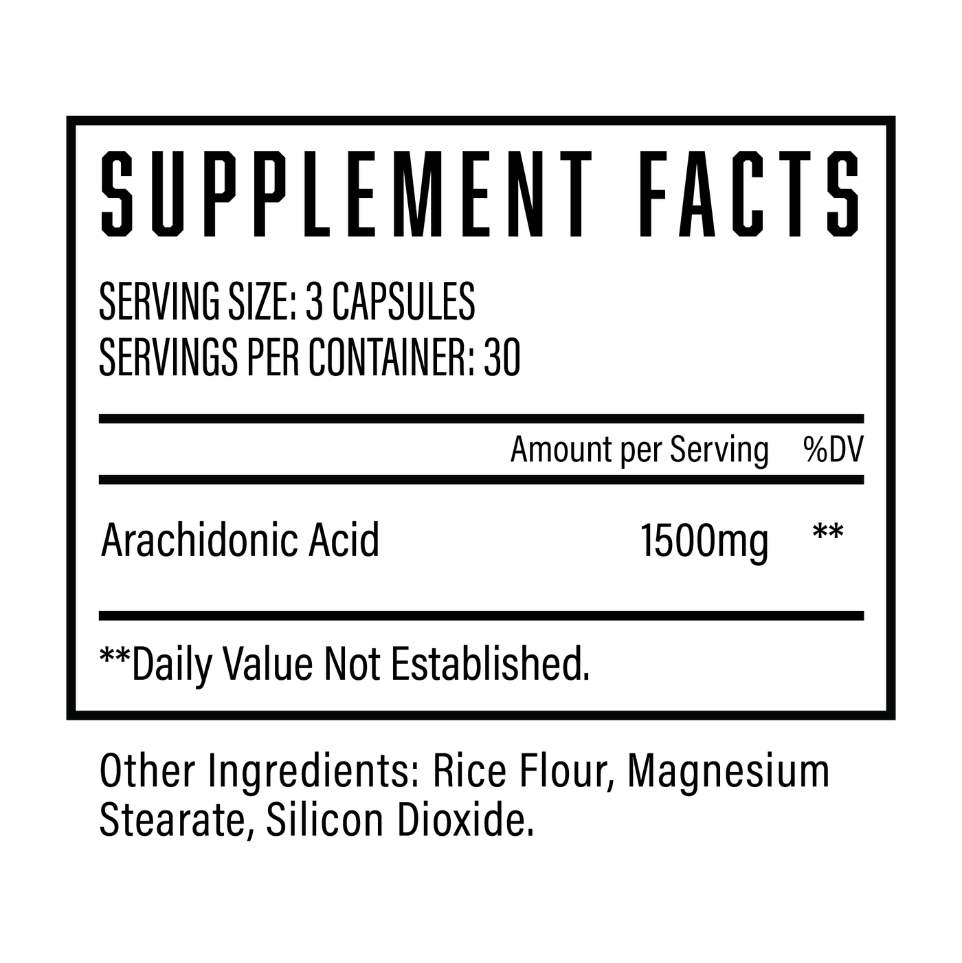 Supplement facts Arachidone