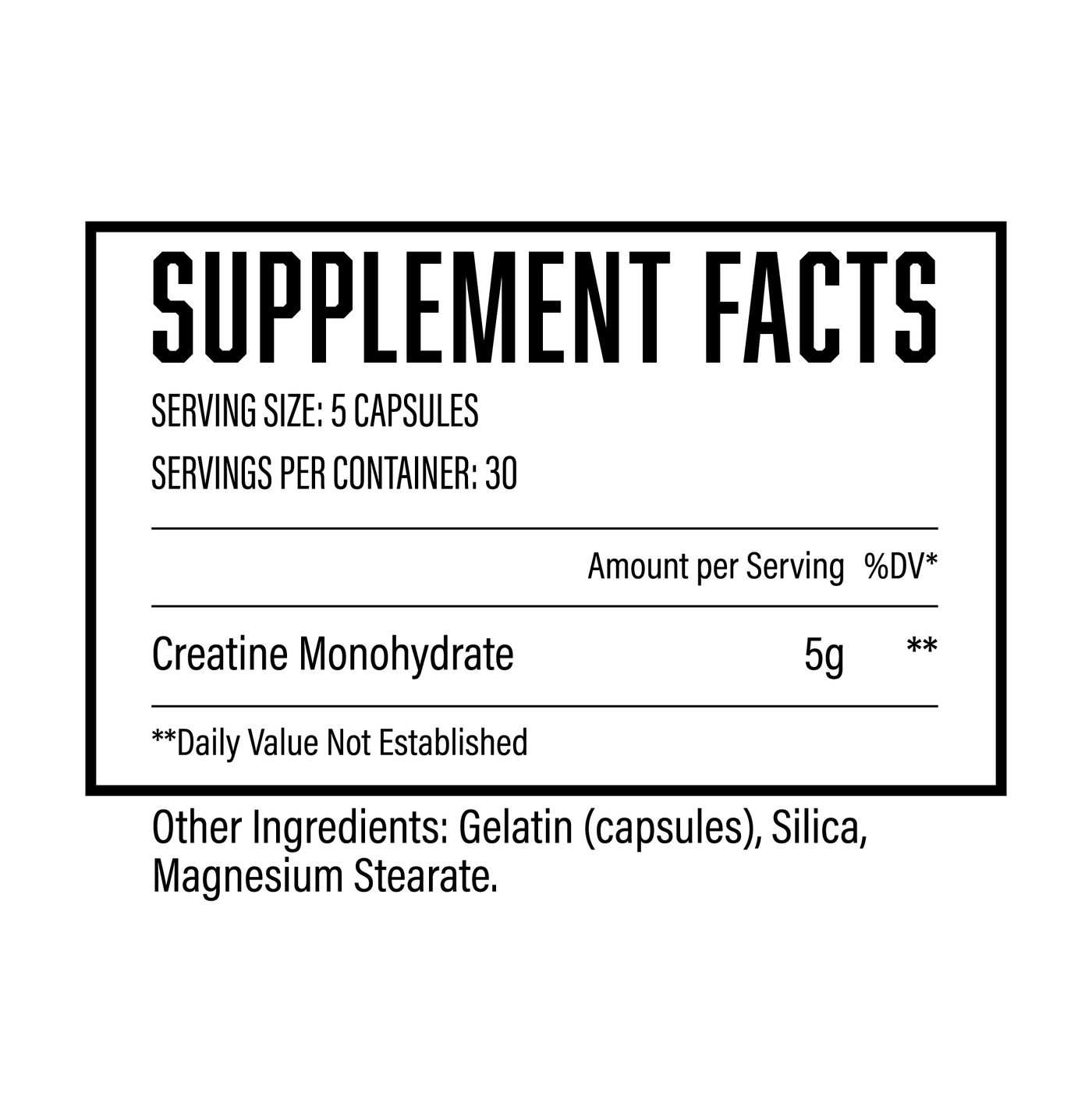 Supplement facts Creatine Capsules