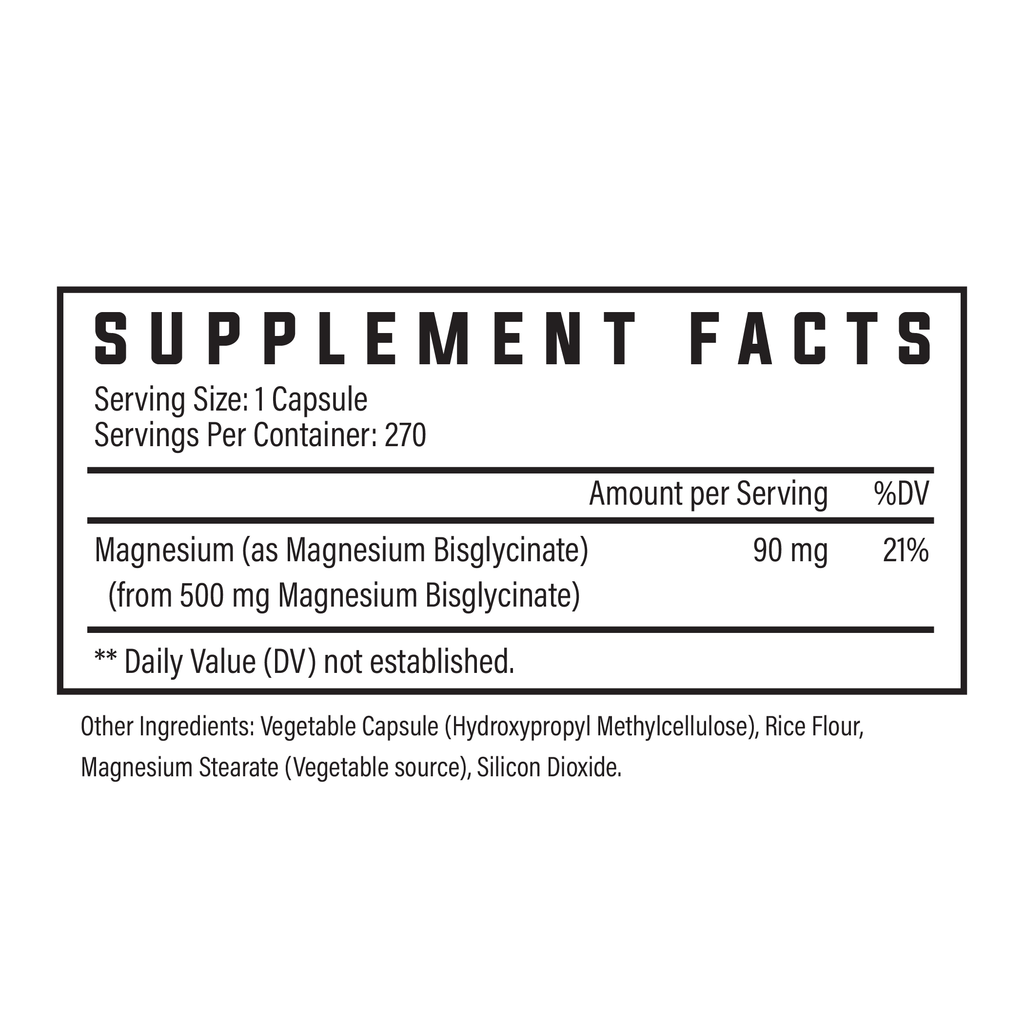 Magnesium Bisglycinate Supplement ingredient label