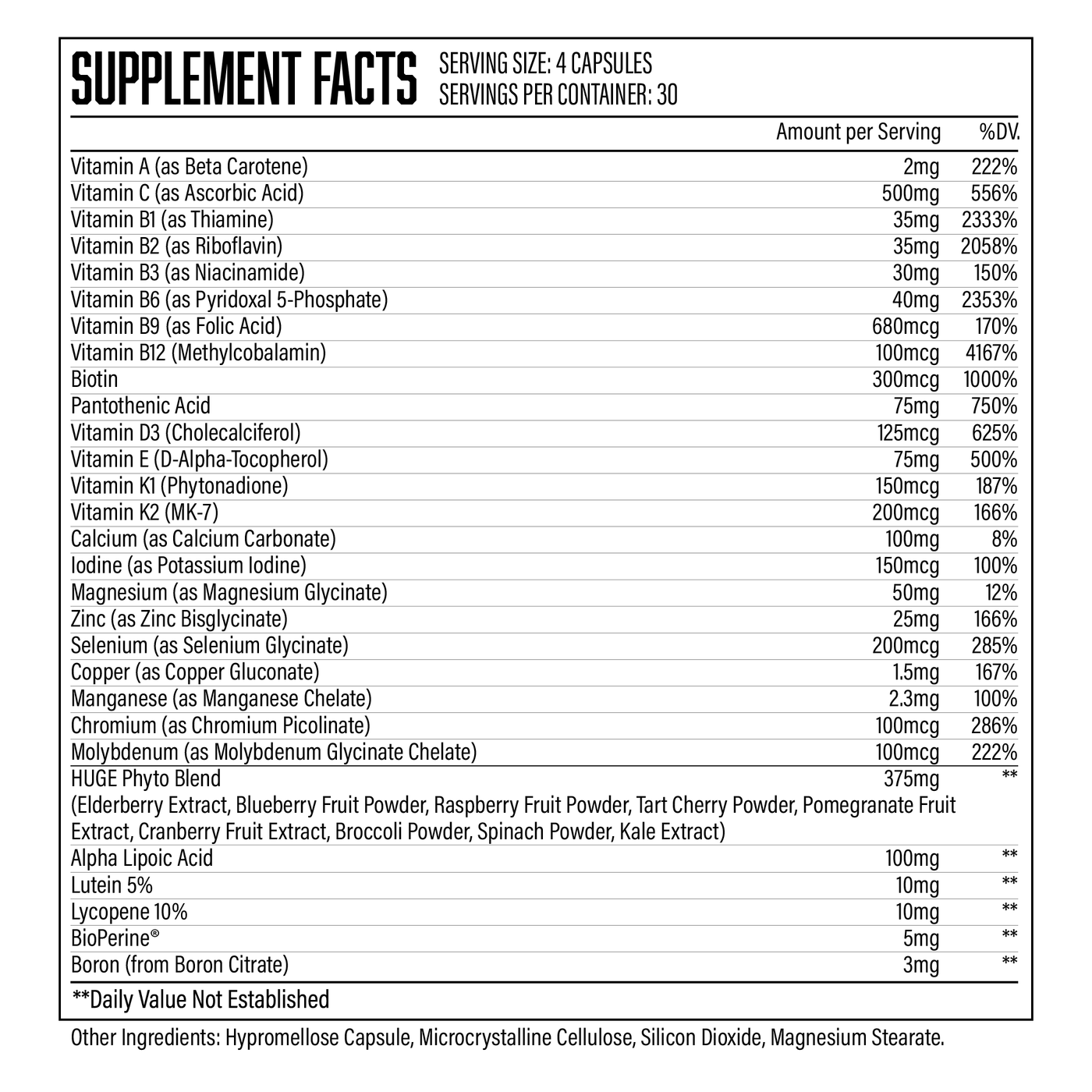 Supplement Facts Huge Multi