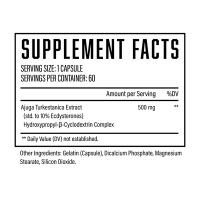 Huge Turkesterone | 500mg Ajuga Turkestanica ingredient label 3
