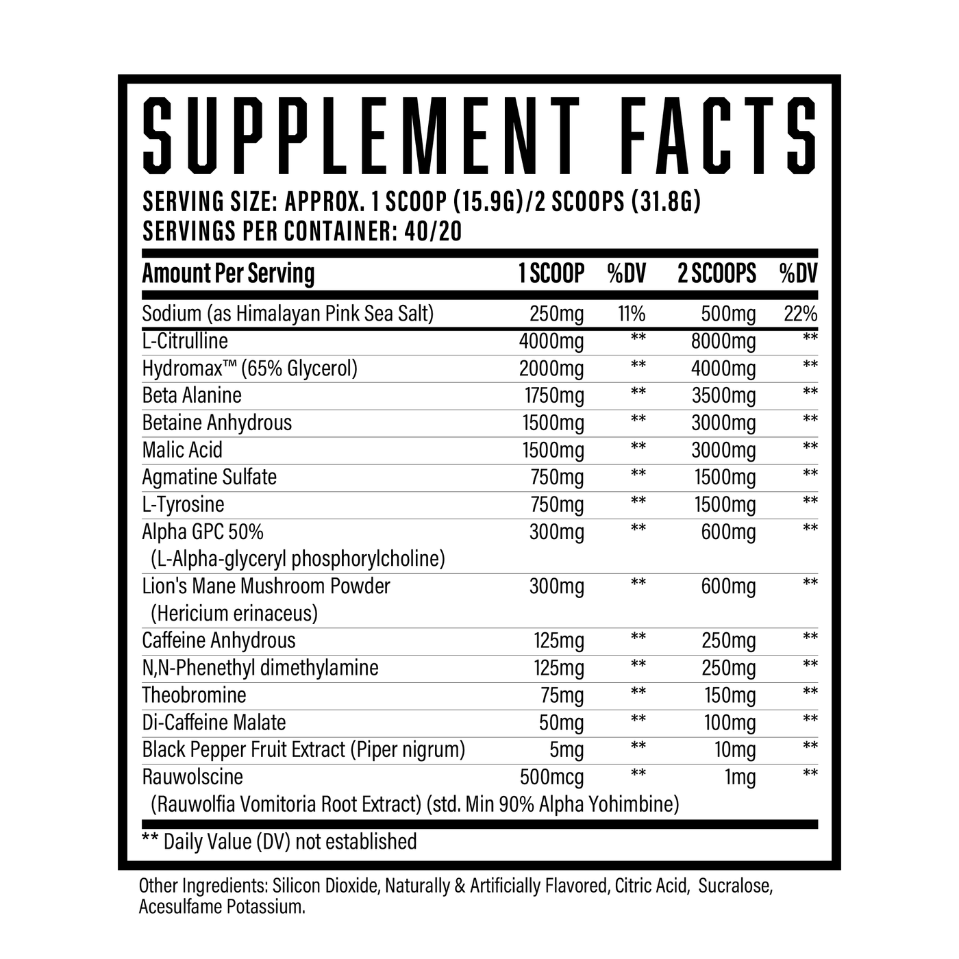 Wrecked Supplement Facts - Ingredients