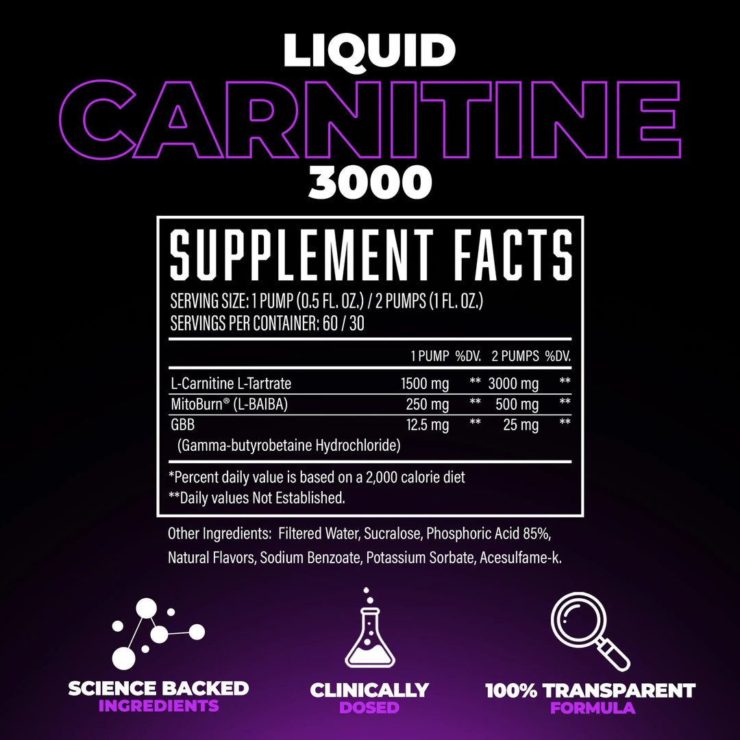 Liquid Carnitine 3000 - Fat Loss & Energy Support Liquid Carnitine 3000 - Fat Loss & Energy Support