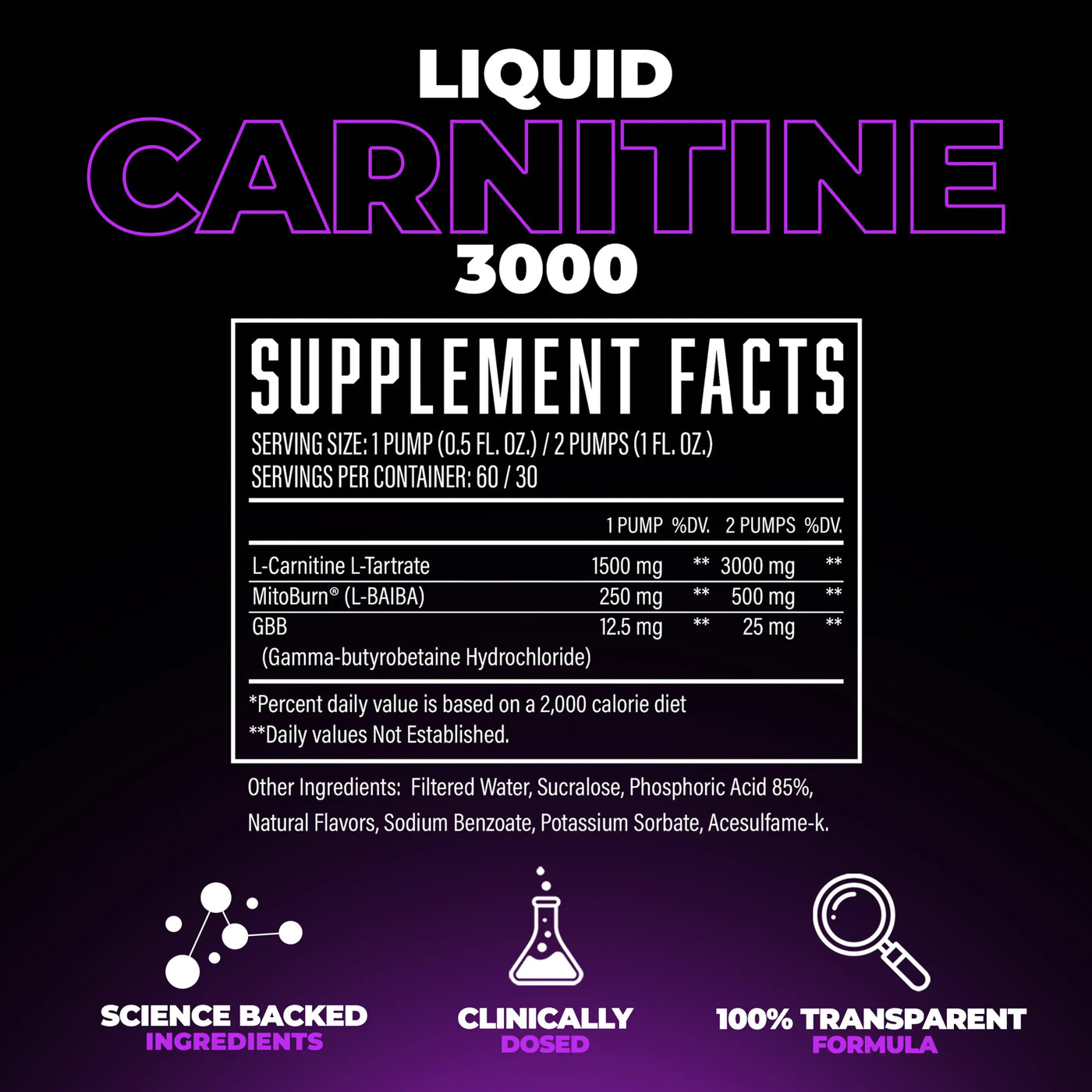 Huge Liquid Carnitine ingredient label