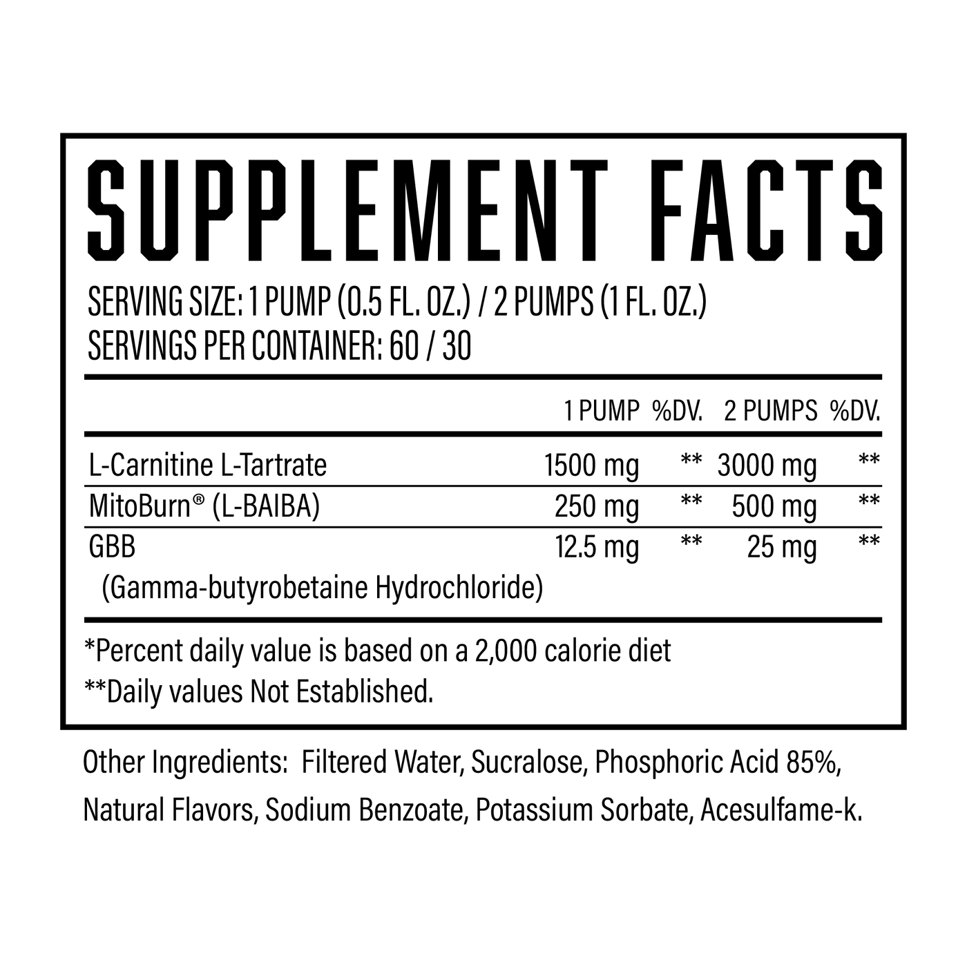Liquid Carnitine Supplement Facts 